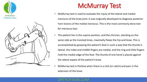 meniscal tear tests|positive test for meniscus tear.